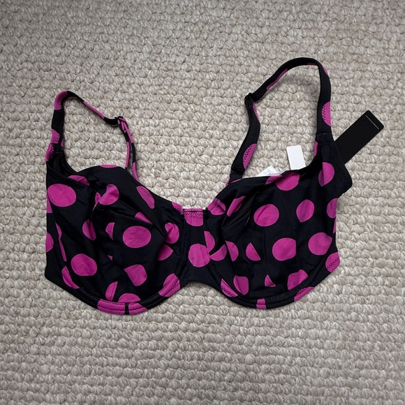 Fantasie Swimwear 38FF Ibiza Underwired Balcony Bikini Top 5374 Black Pink NWT - Picture 2 of 6